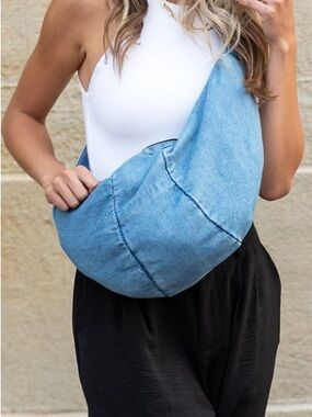 Light Blue Denim Sling Bag - Women